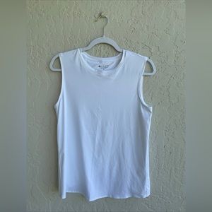 Athleta White Sleeveless Slit Back Shirt